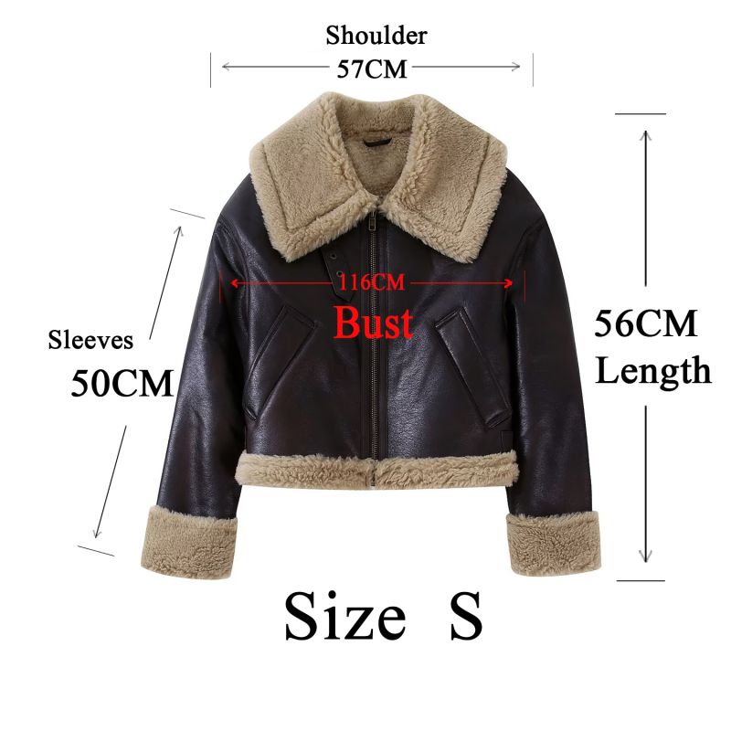 Suninheart 2023 Autumn Winter New Women's Thickened Warm Double-sided Short Jacket Women's Brown Coat