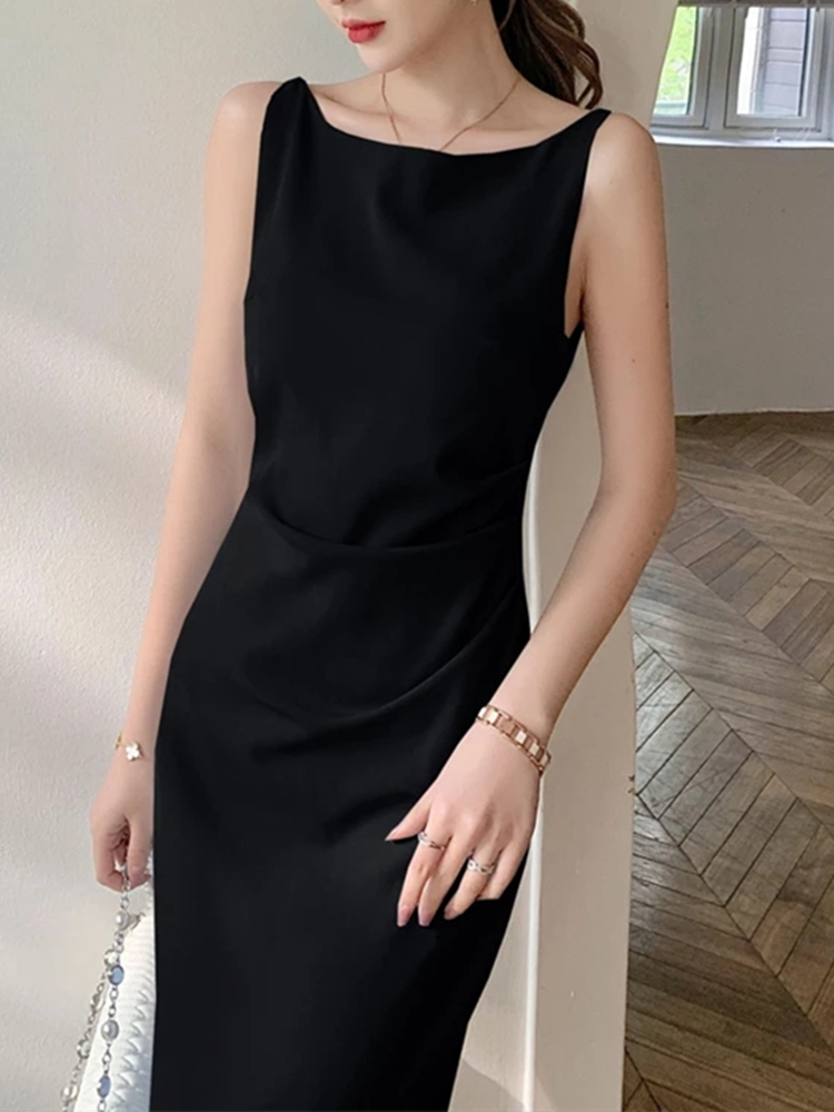 2022 Elegant Women Dress Sexy Sleeveless Female Harajuku Party Midi Dress Casual Sundress Vestidos Mujer