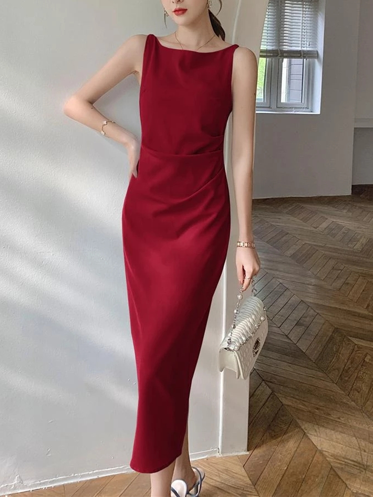 2022 Elegant Women Dress Sexy Sleeveless Female Harajuku Party Midi Dress Casual Sundress Vestidos Mujer