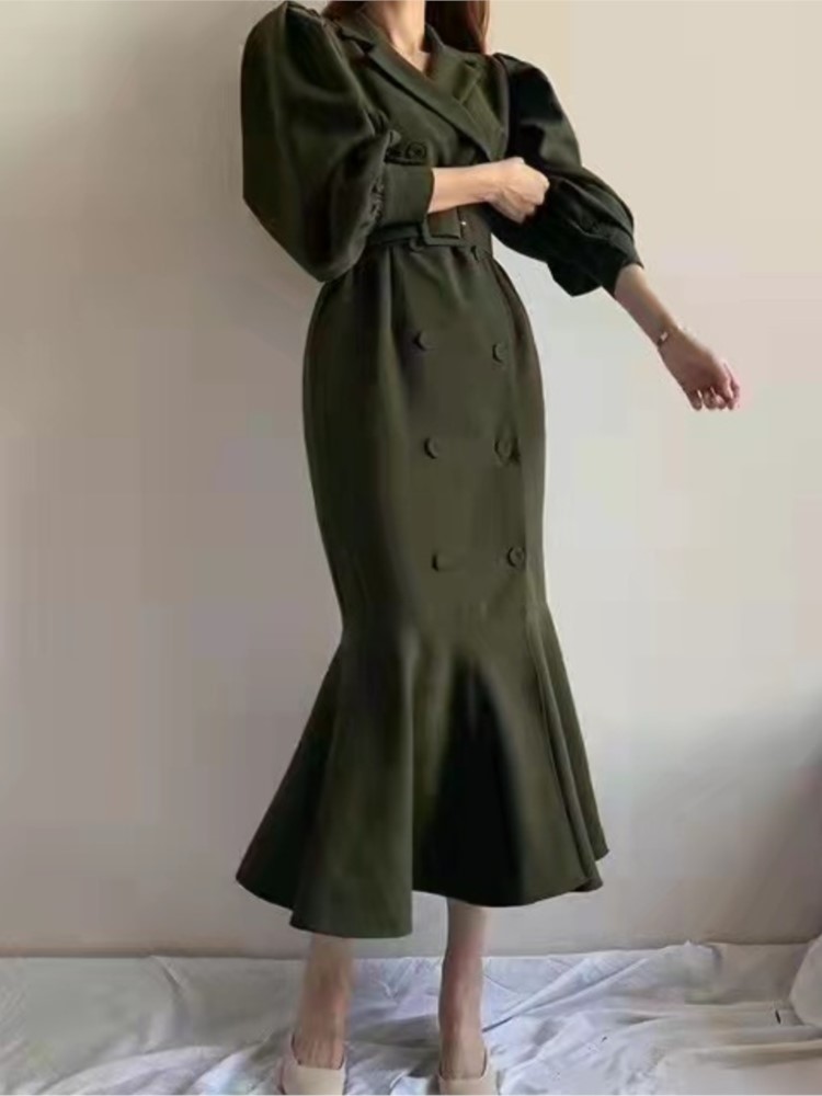 Elegant Women Blazer Dress Double Breasted Long Sleeve Korean Fashion Dress Office Wear Lady New Vestidos