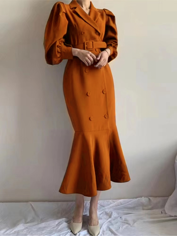 Elegant Women Blazer Dress Double Breasted Long Sleeve Korean Fashion Dress Office Wear Lady New Vestidos