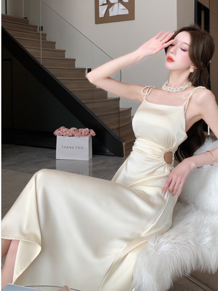 Summer Elegant Sexy Hollow Out Sleeveless Dress Women Chic Birthday Evening Party Vestidos Female Slim Clothing