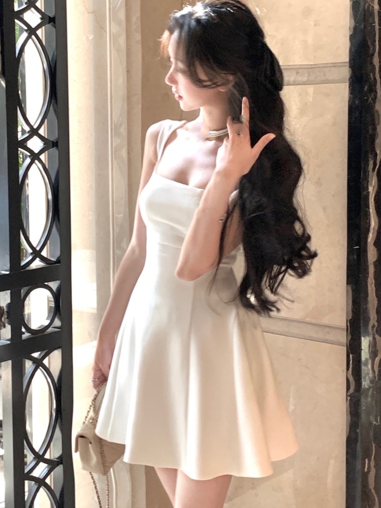 2024 Summer Solid Midi Dress Women French Elegant Holiday Party Dresses A-line Prom Robe Wedding Vestidos Ladies Clothes New