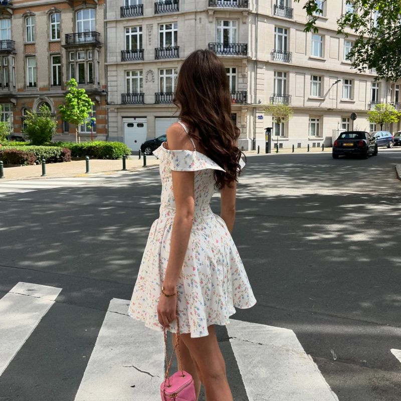 Suninheart Fashion Summer Dresses 2024 Floral Print Short Party Dresses Off The Shoulder Tulle Dress A Line Women's Clothing