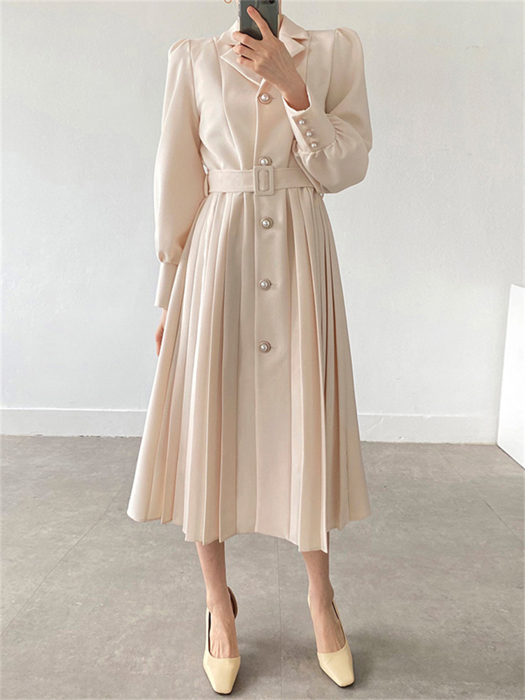 Spring Autumn Women Elegant Fashion Party Midi Dress Office Lady Long Sleeve A Line Vestdios Clothes