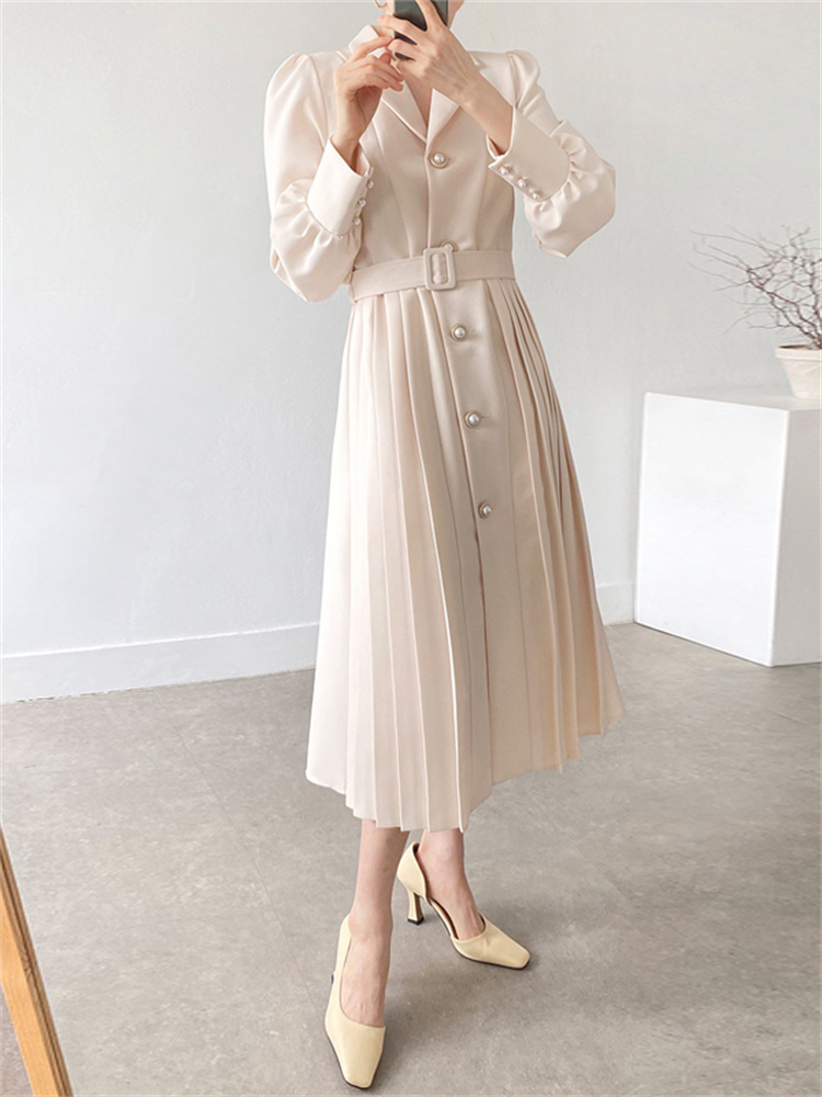 Spring Autumn Women Elegant Fashion Party Midi Dress Office Lady Long Sleeve A Line Vestdios Clothes