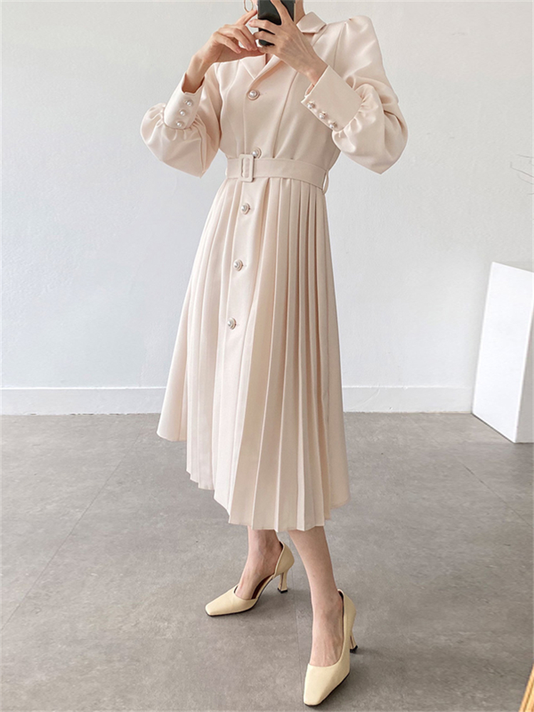 Spring Autumn Women Elegant Fashion Party Midi Dress Office Lady Long Sleeve A Line Vestdios Clothes