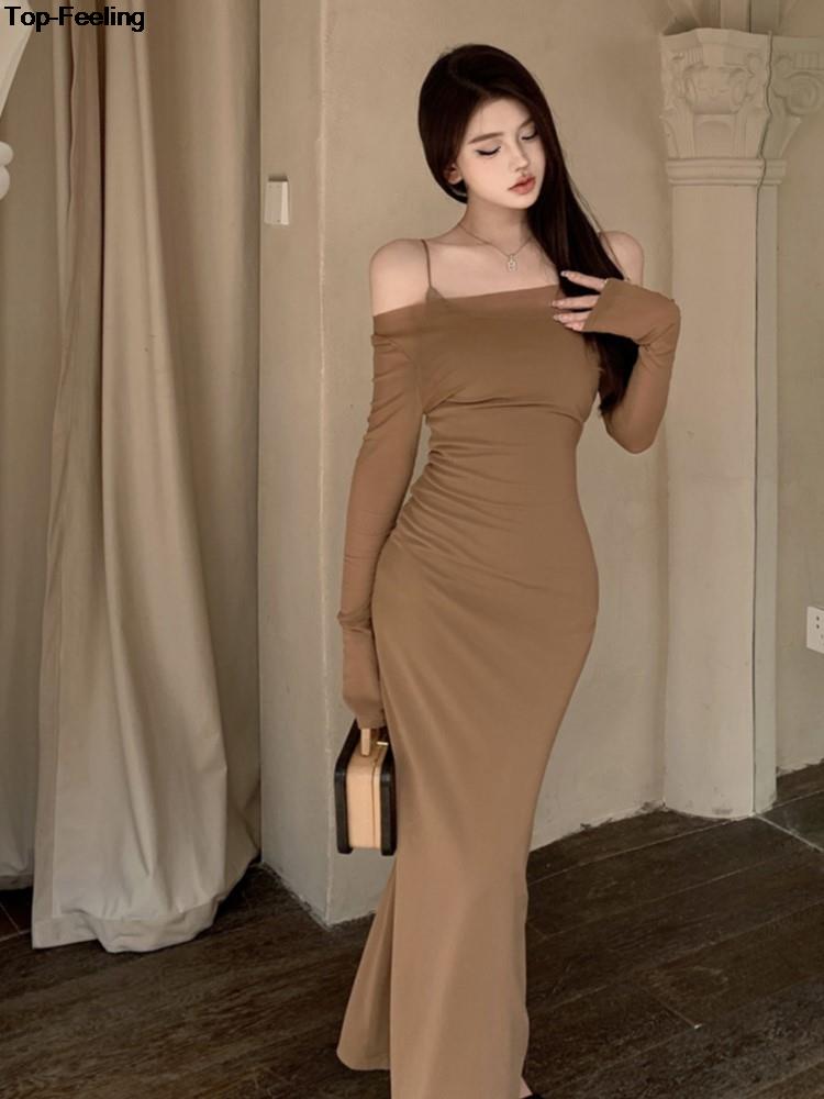 Women's Sexy Bodycon Evening Party Prom Dresses Autumn Long Sleeve Office Lady Slim Vestidos Female Elegant Clothing